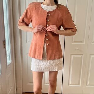 Danier Suede Pearl Button Blazer